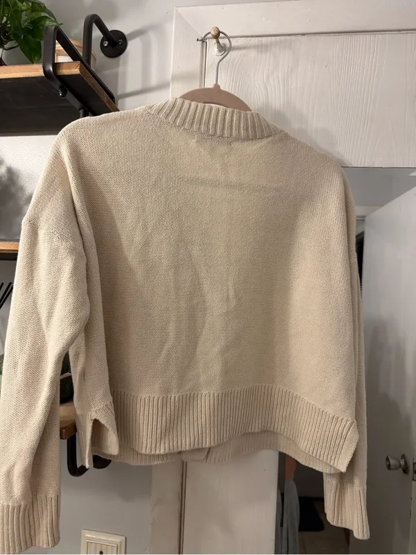 Madewell Cream Button-Front Cotton Cardigan with Tortoiseshell Buttons - Image 4