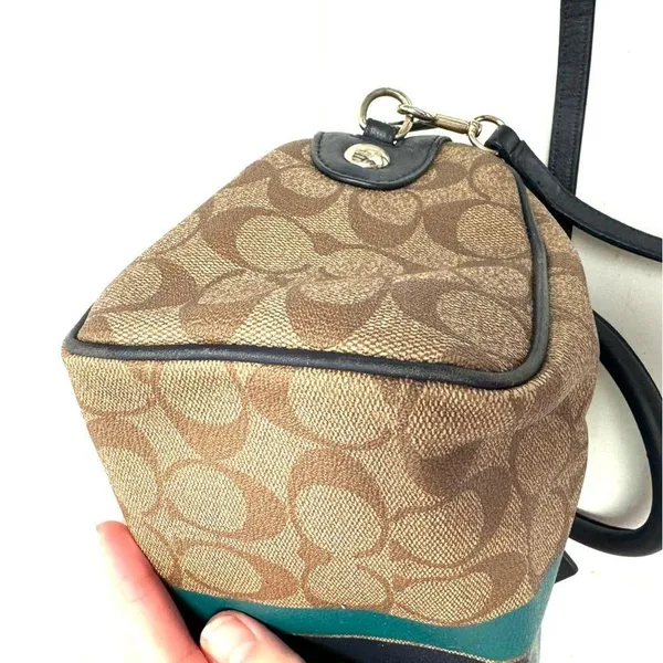 Coach Blue Varsity Stripe Mini Bennet Satchel Bag Purse Crossbody - Image 8