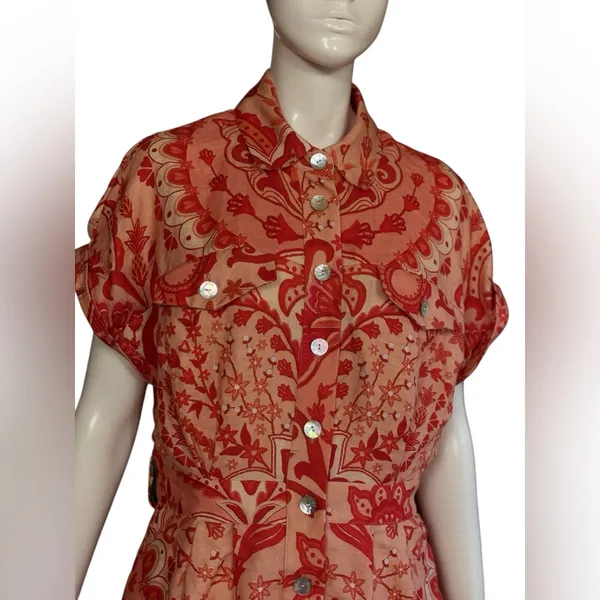 Farm Rio Jaipur Floral Paisley Linen Romper Size Medium - Image 6