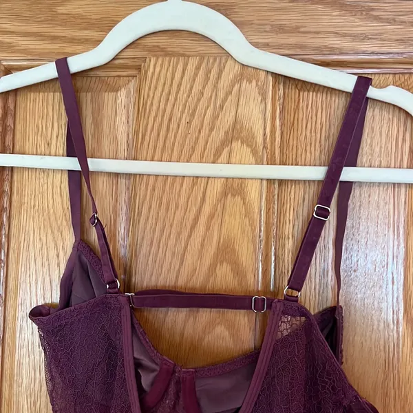 White Fox Boutique Plum Lace Sheer Bodysuit - Image 6