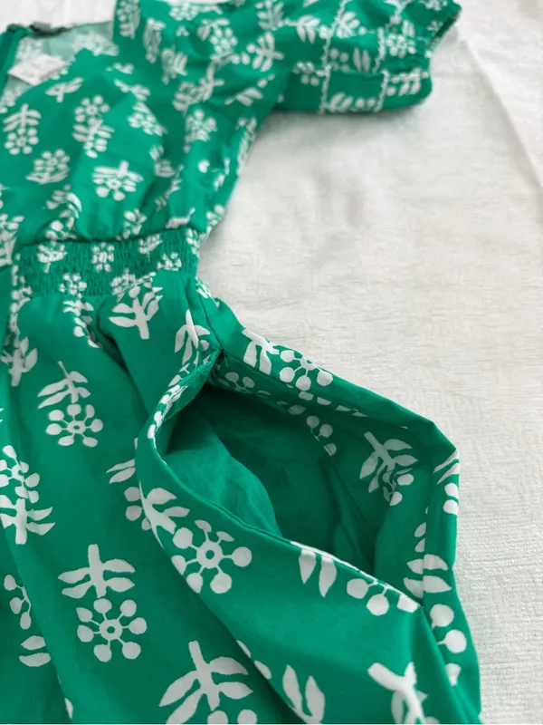 J.Crew Block Print Puff Sleeve Midi Dress Green Size 6 NWT - Image 6