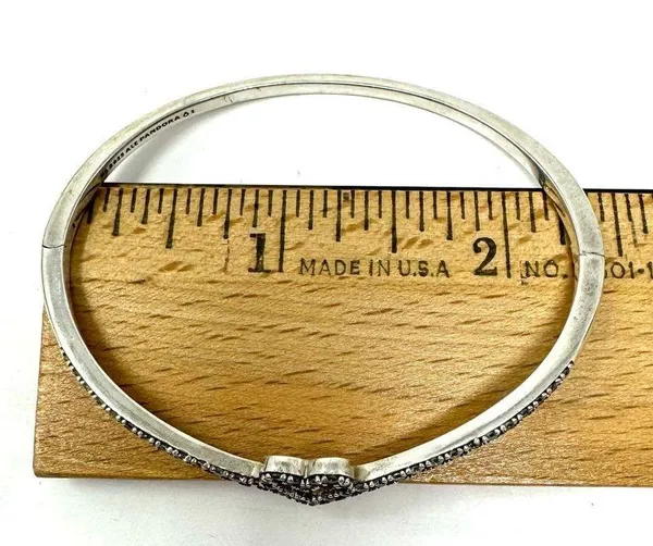 Pandora sterling silver/CZ bangle bracelet, size 1 / small - Image 11