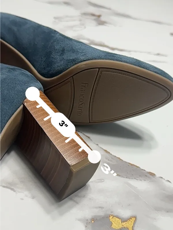 Franco Sarto Blue Suede Block Heel Pumps - Image 11