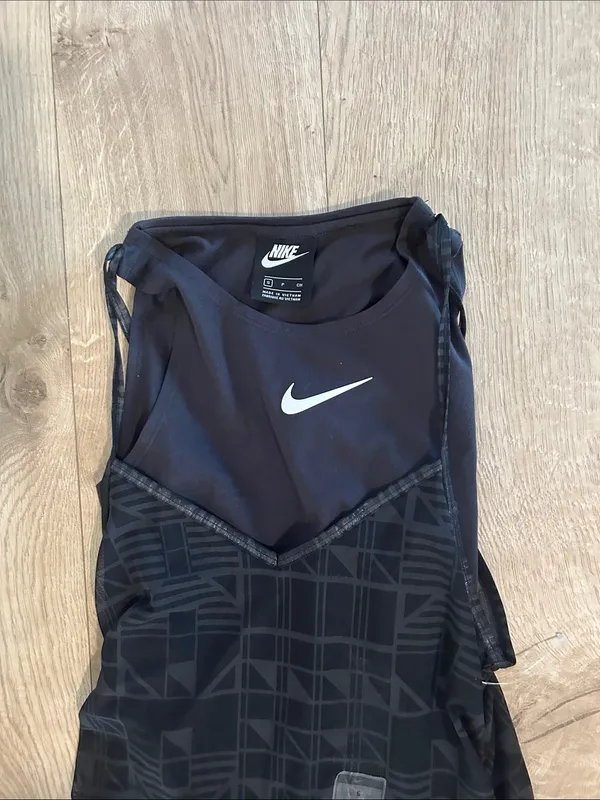 NIKE SPORTSWEAR Two-layer Black Indio Ruched Seam Dress, size Small, NWT - Image 5