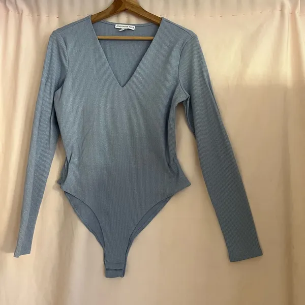 And Now This Light Blue Ribbed Top Size L - Image 3