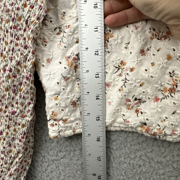American Eagle Floral Long Sleeve Crop Top Cottagecore Boho‎ Women's Medium - Image 8