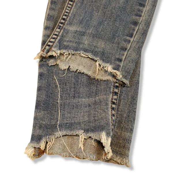 Free People Jeans Size 24 Skinny Raw Hem Distressed Destroyed Blur Denim Pants Women's Low Rise Jeans - Image 5