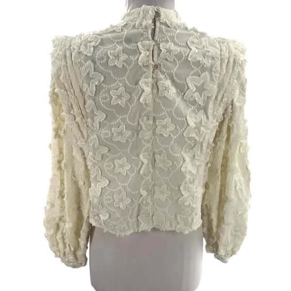 FARM RIO Star‎ 3D Embroidered Blouse in Off White - size S - Image 10
