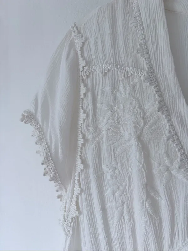 Free People Marissa White Embroidered Mini Dress size small Boho Festival - Image 6