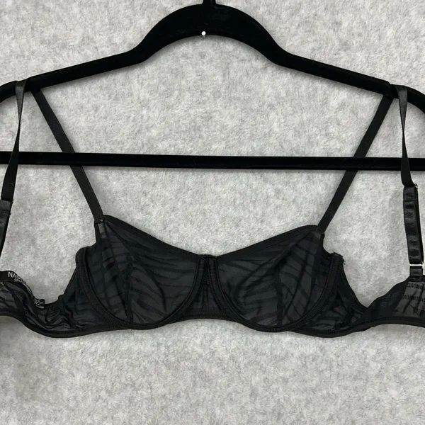 Nasty Gal Size Small Black Sheer Zebra Print Wireless Bra - Image 6