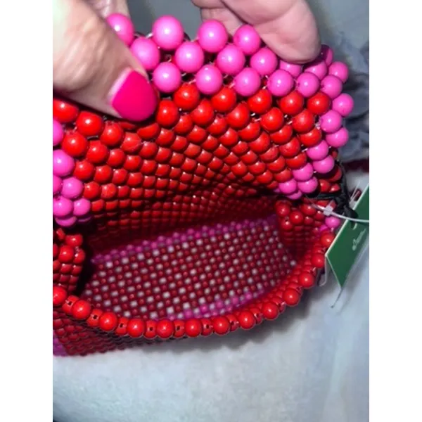 NWT Kate Spade x Target Women's Red & Pink Beaded Shoulder‎ Bag Casual - Image 8