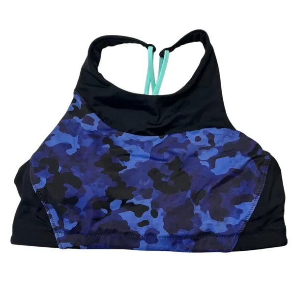Athleta Women's Camo High Neck Bikini Top Size S‎ Multicolor Athletic NWT - Image 3