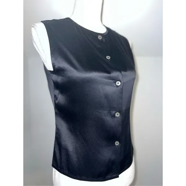 100% Silk Button Back Tank Top Women’s Size 8P - Image 4