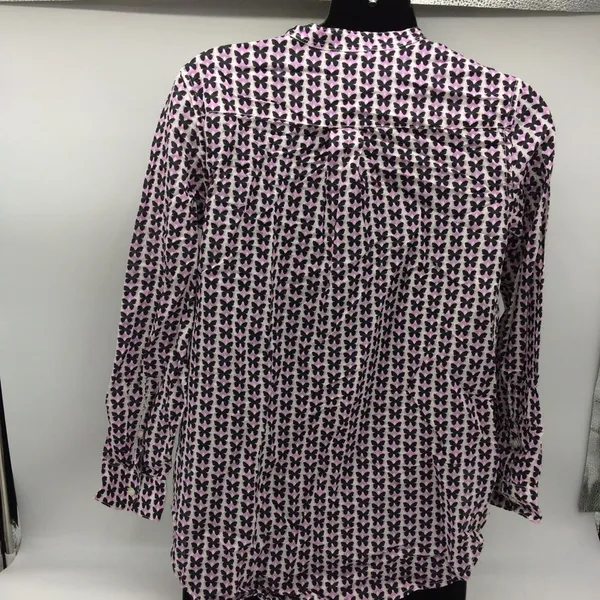 Gap Maternity White Long Sleeve Tunic w/Black and Lavender Butterflies Size S - Image 2