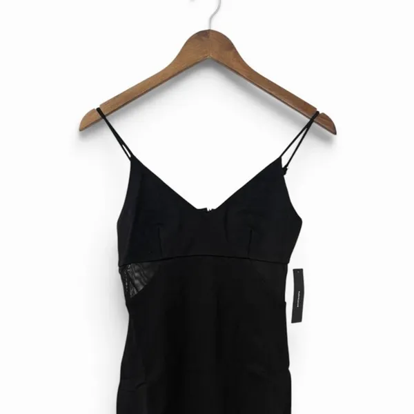 Lulus Black Spaghetti Strap V-Neck Mini Dress with Cut-Out Mesh size XS NWT - Image 6