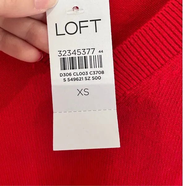 Loft Womens Red V-Neck High-Low Sweater XS NWT Workwear Holidays‎ - Image 4