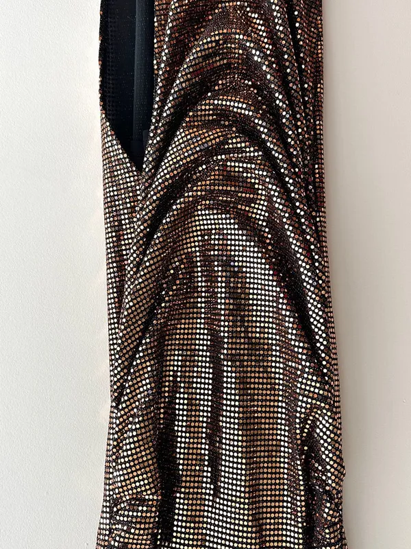 Selfie Leslie Dancing In September Thigh Split Sequin Dress Bronze, Size XL - Image 8
