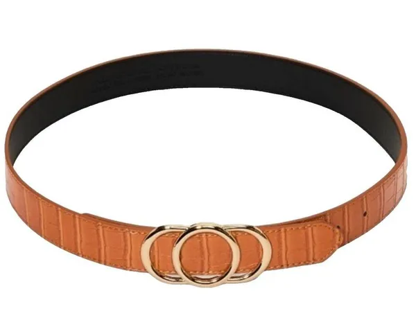 A New Day Women's Cognac & Gold Triple Plaque Belt Size Small NEW! - Image 11