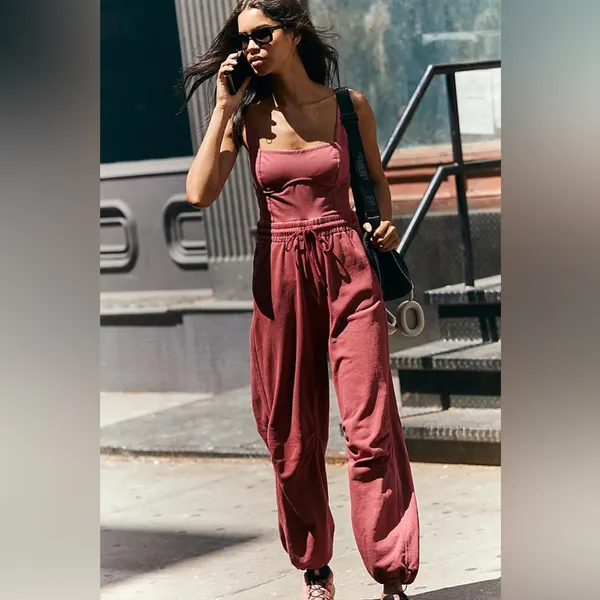 Free People Inbound Onesie crimson red size large NWT - Image 16