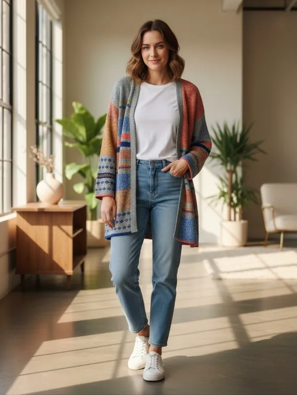 Sincerely Jules Multicolored Cardigan Size Small Blue - Image 3
