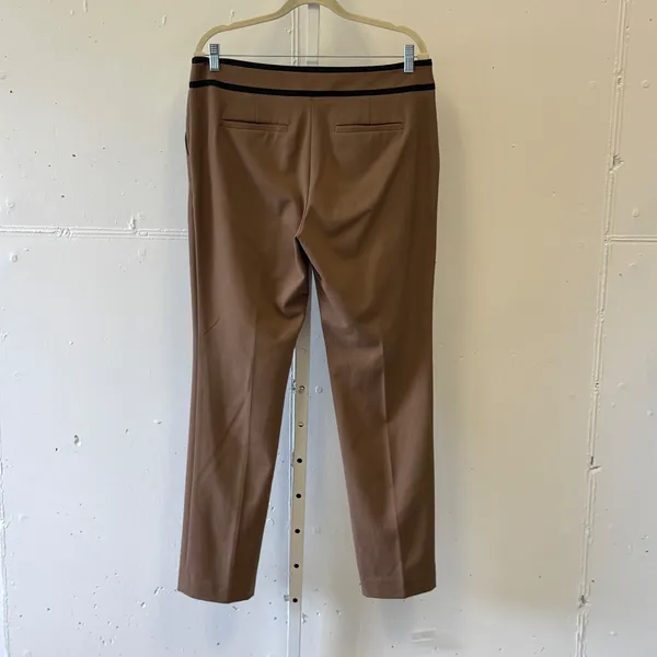 Ann‎ Taylor Women's Camel Brown Dress Pants Black Trim Straight Leg Sz 10 Career - Image 2