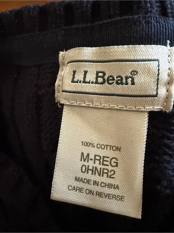L.L. Bean Cotton Cable Knit Sweater Black Women’s Medium Regular 0HNR2 - Image 4