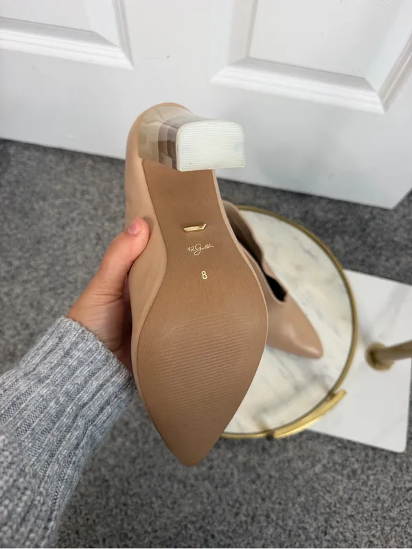 42 Gold Size 8M Nude Pointed Toe Clear Block Heel Ankle Booties NWOT $120 MSRP - Image 12
