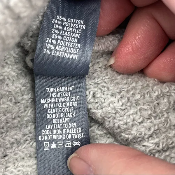 Aerie Terry Cloth Sweater Womens XL Grey Gray Wrist Tie Notch Neck‎ NEW *FLAWED - Image 4