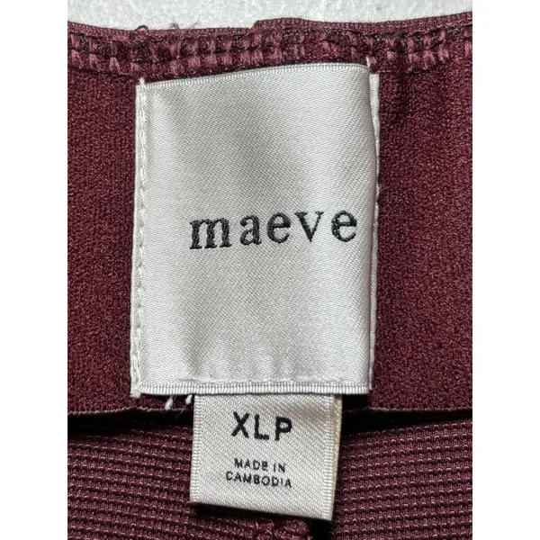 Maeve Anthropologie XLP Burgundy Pull-On Trouser Pants Petite Stretch - Image 3
