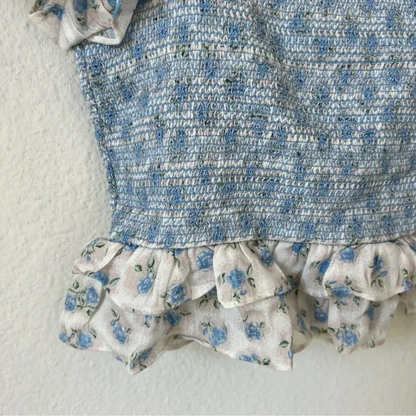 NWT LOVESHACKFANCY Wrennly Top in Powder Blue and White - Image 6