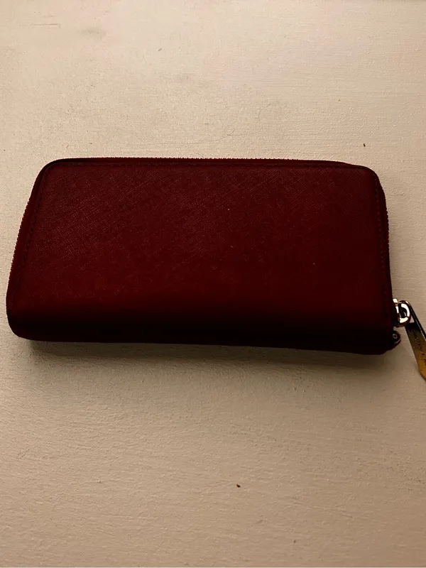 Michael Kors Saffiano Wallet in Burgundy with Gold Hardware - Image 2