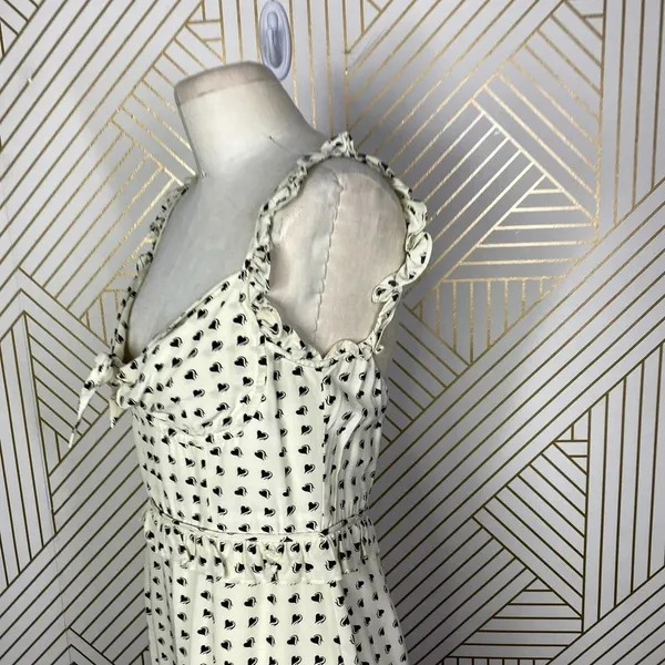 For Love & Lemons Sweetheart‎ Mini Dress Creme Heart Print Size US Medium - Image 9