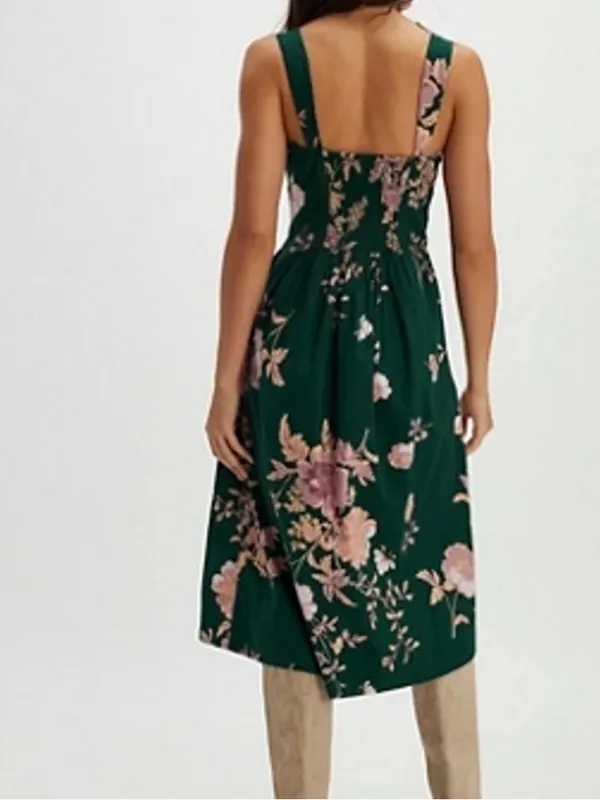Free People Laters Baby Midi Dress Jade green floral print cottage core - Image 2