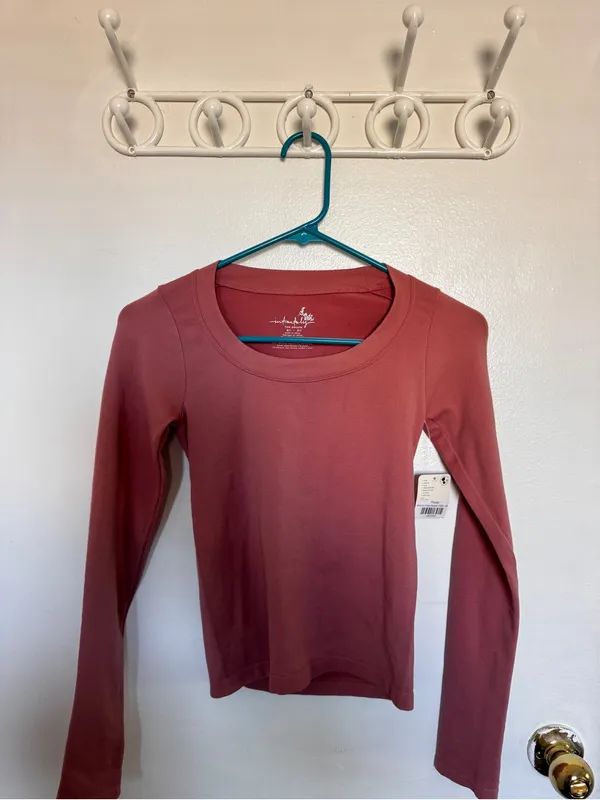Free People Women’s Long-Sleeve Scoop Neck Top — Dusty Pink - Image 2