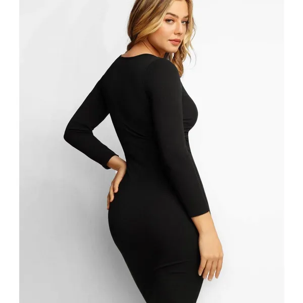 NWT Popilush The Shapewear Dress‎ Long Sleeve Midi in Black Sz XS $100 - Image 4