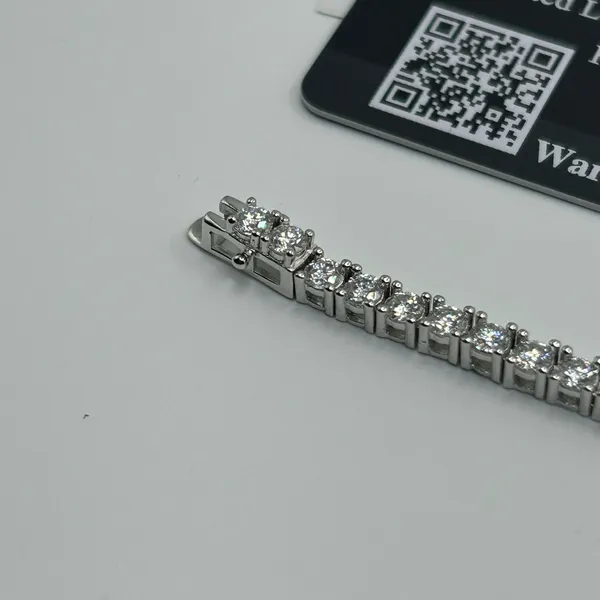 Diamond Supply Co. Moissanite Tennis Bracelet 3mm 8 Inch 925 Silver VVS1 D Passes Test New GRA Cert - Image 4