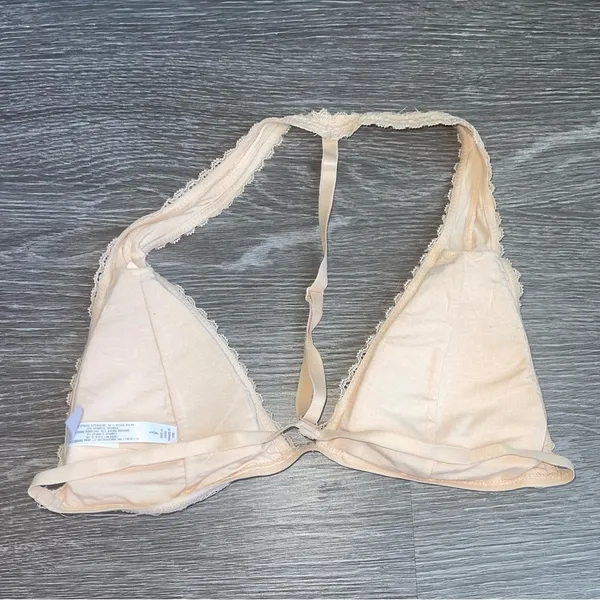 Cream/Pale Pink Halter Bralette - Image 2