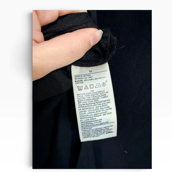 Gap Linen Blend Black Maxi Skirt Side Slit Summer Basic M - Image 4
