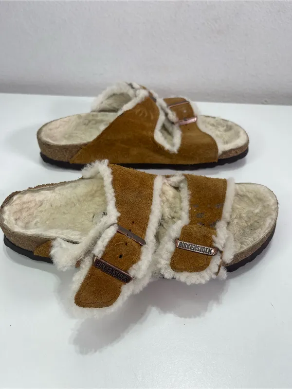 Birkenstock Arizona Shearling Suede Sandals Women's 36 (5) Casual Comfort Boho - Image 3