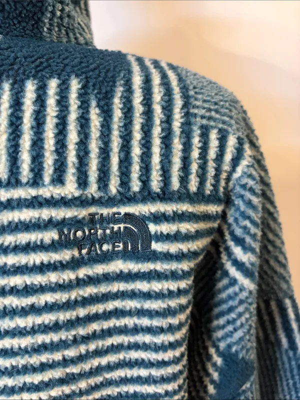 The North Face Riit cowl funnel neck fleece kangaroo pocket pullover teal blue L - Image 5