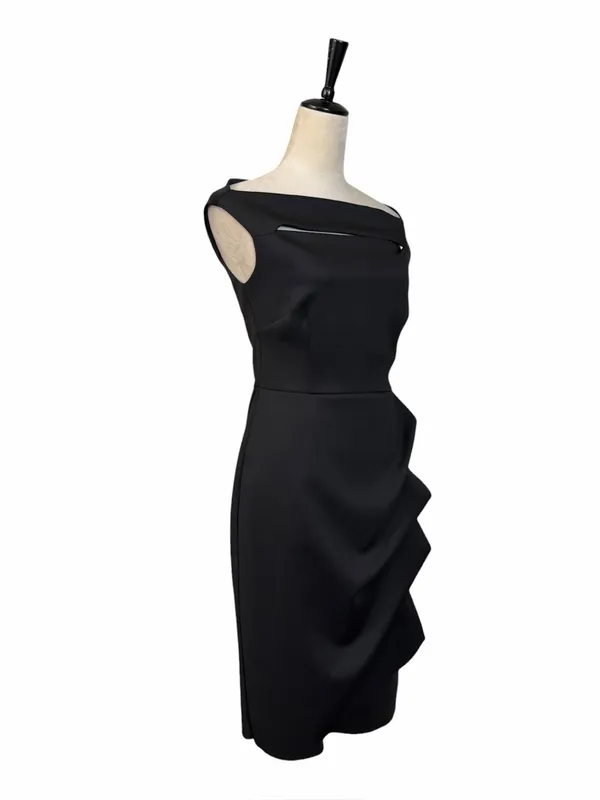Xscape Cascade Ruffle Sheath Dress Women’s 8 Off Shoulder Cocktail Party Black - Image 7