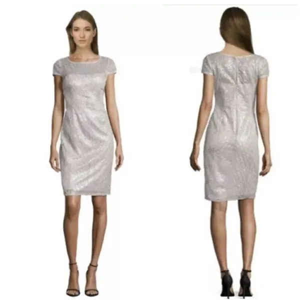 NWT Adrianna Papell feather sequin sheath cocktail dress size 14W - Image 2