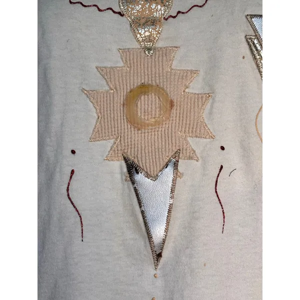 Vintage Cream Western Graphic Tee XL‎ USA Made Desert Boho Shirt Beaded Festival - Image 7