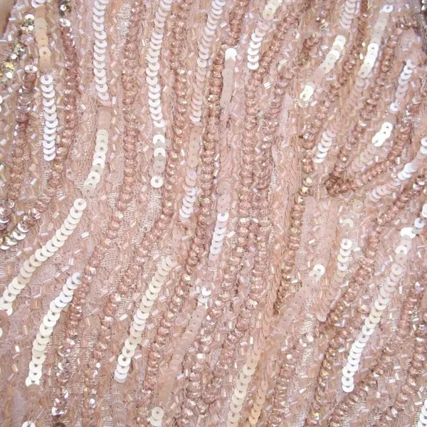 Mac Duggal Pink Size 8 Sequin Beaded Plunge Neck Long Sleeve Trumpet Gown Dress - Image 9