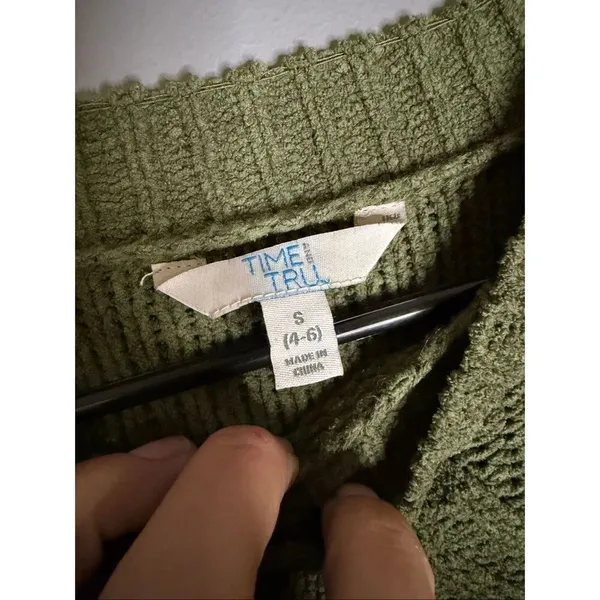 Time and Tru Women's Mixed Stitch Crewneck Green Sweater Size Small - Image 4