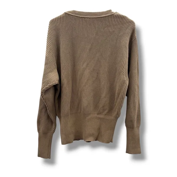 Free People Allure‎ Sweater Small Brown Oversized Deep V Neck Ribbed Knit Boho - Image 5