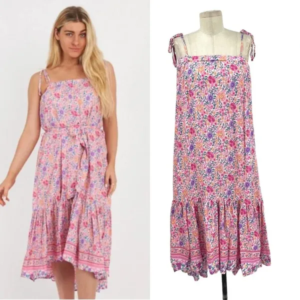 Label Of Love Rosa‎ Pink Floral Midi Dress Size Medium - Image 2