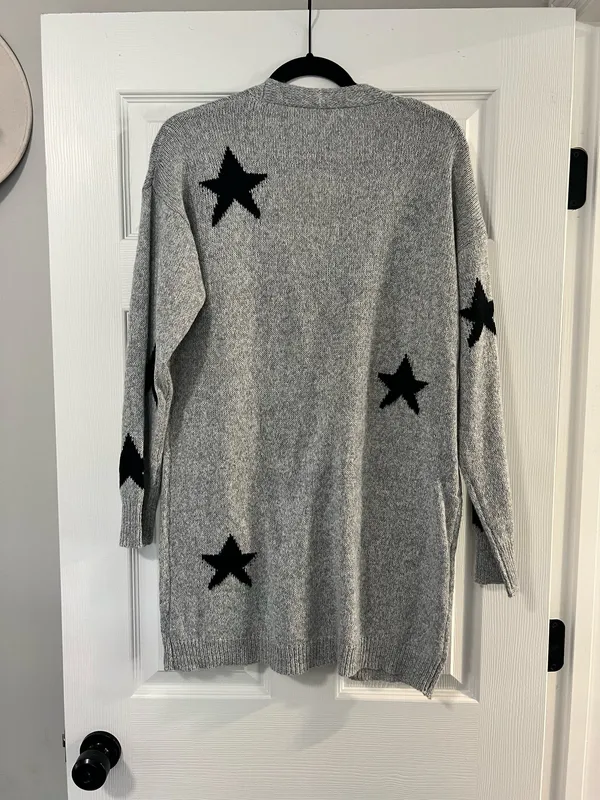 Grey Star Cardigan Gray Size M - Image 2