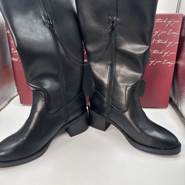 Kensie Naya B Women’s Black Knee High Boots Size 8.5 Side Zip Block Heel NWT - Image 4
