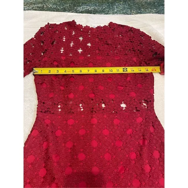 Lulus Burgundy Crochet Laced Bodycon Midi Dress Size S/ Party/ Cocktail/Formal - Image 13